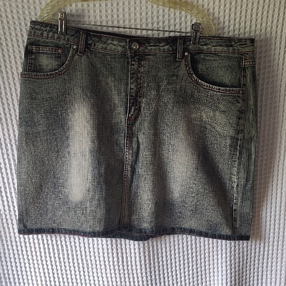 Crest Jeans with Red Stitching Mini Skirt 23/24